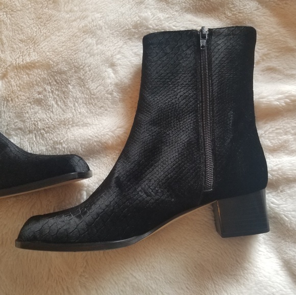 Yves Saint Laurent Black Suede Python Boots - Picture 7 of 8